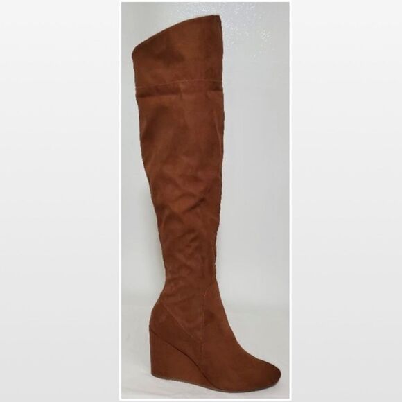 New Tall Brown Wedge Boots Size 11 - Picture 9 of 16